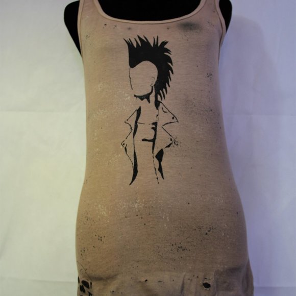 Punk Girl Shirt Handmade Distressed Destroyed - Picture 3 of 4